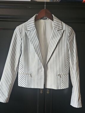 Express Striped Blazer in White and Blue
